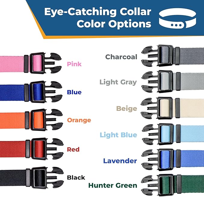 GoTags Personalized Dog Collar with Nameplate, Adjustable Dog Collar with Custom Engraved Slide On Pet ID Tag in Stainless Steel, Silent, No Noise Dog Tag (Lavender, X-Small)