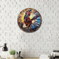 Lygond Metal Sign Tin Sign Circular Stained Glass Eagle Kitty Decor For Pet 8×8 Inches
