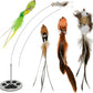 Interactive Bird Simulation Cat Toy Set for Bored Indoor Adult Cats Feather Toy Wand 5 Pcs Natural Bird Feathers Stable Round Base Wand Cat Toys for Indoor Cats Hunting Toys