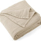 Carriediosa 100% Cotton Muslin Throw Blanket 70" X 80" Twin Size，4-Layers Summer Gauze Throws for Bed Couch，Soft Lightweight Breathable Linen Blankets Bedspread for Adults All Season，Khaki