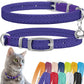 CollarDirect Leather Cat Collar, Kitten Collar with Removable Bell Black Blue Red Orange Lime Green (8-11 Inch, Purple)