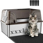 Suhaco Extra Large Stainless Steel Litter Box with Lid XXXL High Sided Cat Litter Boxes Included Litter Mat & Litter Scoop Anti-Urine Leakage Metal Pet Toilet for Big Cats (Black XXXL)