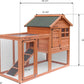 Rabbit Hutch Chicken Coop Kennel Easily Assembled 2 Story with Removable No Leak Tray Solid Fir Wood Weatherproof for Indoor Outdoor Pets