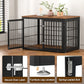 48 Inch Rustic Heavy Duty Dog Crate Furniture for Extra Large Dogs, Decorative Pet House End Table, Wooden Cage Kennel Furniture Indoor, Black and Brown