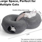 8-Shaped Large Cat Tunnel Bed for Indoor Cats, Infinite Circulation Peekaboo Cat Cave with 12 Toy Balls, Cat Donut Tunnel for Cats up to 30 Pounds (Dark Grey, L 38x24x11in)