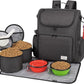 Modoker Dog Travel Bag Backpack, Airline Approved Pet Accessories Organizer for Dog and Cat with Shoulder Strap, 2 Dog Food Storage Containers, 2 Collapsible Dog Bowls,1 Pet Mat, Black
