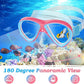 Kids Mask Fins Snorkel Set, Dry Top Snorkeling Gear for Kids Youth Boys Girls Junior Age 5-15 Tempered Glass Snorkel Mask Set Panoramic View Snorkeling Packages