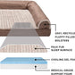 Furhaven Cooling Gel Dog Bed for Medium/Small Dogs w/ Removable Bolsters & Washable Cover, For Dogs Up to 35 lbs - Luxe Faux Fur & Performance Linen Sofa - Woodsmoke, Medium