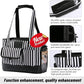 Cat Carrier, Dog Carrier, Pet Carrier, Foldable Waterproof Premium PU Leather Oxford Cloth Dog Purse, Portable Bag Carrier for Small to Medium Cat and Small Dog - Black White Stripes New