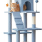 MWPO Ocean-Themed Cat Tree for Indoor Cats, 63.8 Inches Multi-Level Tower with Sisal-Covered Scratching Posts, Padded Platform, Hammock, Dangling Toys, Stable Condo Pet Play House, Blue