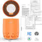 Air Purifiers for Home Bedroom up to 1076ft², True HEPA Air Filters Dust Pets Smoke Hair, 3 Fan Speeds Quiet, Timer Settings, Rechargeable Air Cleaner Office, Bedroom, Pets, Car(Orange)