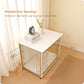 DWANTON Dog Crate Furniture with Cushion, Wooden Kennel Table with Double Doors, Indoor Dog House, Medium Size, 32.5" L, White