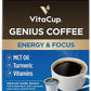 VitaCup Decaf Genius Keto Coffee Pods with MCT Oil, Turmeric, and Vitamins B1, B5, B6, B9, B12, D3 for Focus in Recyclable Single Serve Pod Compatible with K-Cup Brewers Including Keurig 2.0, 64 CT