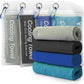 YESLIFE 4 Pack Cooling Towel 40"x12", Gym Towels for Men and Women, Soft Breathable Workout Towels for Yoga, Running, Sport, & More (Black, Dark Blue, Blue, Grey)