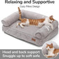FUKUMARU Dog Couch Bed, Corduroy Cozy Cat Bed for Indoor Cats with Washable Cover, Supportive Waterproof Dog Beds Sofa for Small Dogs and Large Cats Cute, 28inch, Medium, Light Grey