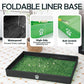 MEEXPAWS Dog Grass Pad with Foldable Dog Litter Box, Extra Large Pee Pad Holder Foldable Liner Base High Side with Odor Free Artificial Grass for Potty Training Balcony, 2 PCS Reusable Pee Pads