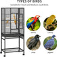 YITAHOME 53.9 inches Metal Bird Cage for Parakeets: Large Parrot Cages with Seed Catcher & Birdcage Cover with Rolling Stand & Brakes for Lovebirds Cockatiels Pigeon Finches, Black