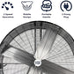 Maxx Air 60 Inch High Velocity Industrial Belt Drive Drum Fan | Heavy Duty Barrel Fan with Durable Rolled Steel Housing | Commercial, Garage, Workshop, or Warehouse Use | 19,000 CFM