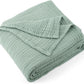 Carriediosa 100% Cotton Muslin Throw Blanket 108" X 90" King Size，4-Layers Summer Gauze Throws for Bed Couch，Soft Lightweight Breathable Linen Blankets Bedspread for Adults All Season，Sage Green