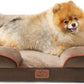 Bedsure Orthopedic Dog Beds for Small Dogs - Washable Small Dog Cat Bed Waterproof, Comfort Pet Couch Sofa with Washable Removable Cover, Pets Bed with Nonskid Bottom, Brown, 24"