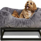 FUZI Luxury Aesthetic Dog Bed for Small Dogs with Washable Cover, Pet Couch, Pet Bed with Sides, Non-Slip Bottom, Soft & Durable Calming Dog Bed, Faux Rabbit Fur Cover, Small 25.1x16.75x9.5 Dark Grey
