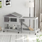 Rabbit Hutch 2-Tier, Small Wooden Chicken Coop with Wheels for Outdoor Use - Weatherproof Small Animal Hutch with Non-Slip Ramp, 4 Access Doors & Removable Tray for Rabbits, Guinea Pigs, Ferrets