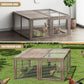 MoNiBloom Foldable Chicken Run Wood Chicken Coop Rabbit Hutch No Assembly Required Indoor/Outdoor Small Animal Nesting Box Portable Habitat Enclosure Spacious Pet Playpen 45.5 x 42.5 x 20 inch Grey