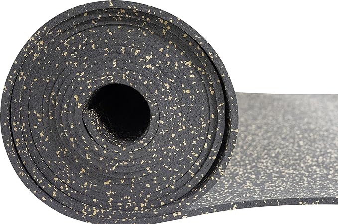 Playsafer Genaflex Rubber Gym Floor Mat - Heavy Duty Commercial Protective Gym Flooring Roll, 8mm Thick (4' X 20', 10% Tan)