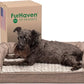 Furhaven Cooling Gel Dog Bed for Medium/Small Dogs w/ Removable Bolsters & Washable Cover, For Dogs Up to 35 lbs - Luxe Faux Fur & Performance Linen Sofa - Woodsmoke, Medium