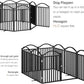 BHG Metal No-Assembly Freestanding Dog Gate with Door Walk Through, Extra Wide 96", Extra Tall 32" Pet Gate, Accordion Puppy Folding Playpen Dog Fence, with 2PCS Support (Black, 8 Panels)