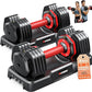 XDDIAS Adjustable Dumbbell Set of 2, 25/55/80LB Dumbbell Set-1Sec Adjustable Weights-5/10 in 1 Free Weights Dumbbells Set with Effortless Tray/No-Slip Handle-Compact Size for Women/Men at Home Gym