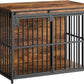 HOOBRO Dog Crate Furniture, 36.6" Heavy Duty Dog Kennel with Sliding Barn Door, Wooden Dog Cage Indoor, Decorative Side End Table for Small/Medium Dogs, Rustic Brown and Black FG162GW03G1