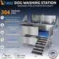 KANIS Professional Dog Washing Station - 304 Stainless Steel Pet Wash Sink & Grooming Bath Tub for Home with Ramp, Shower, Floor Grate, Storage Drawer, Faucet, Drain Kit for Large, Medium & Small Pets