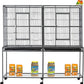 64" Extra Large Double Flight Bird Wrought Iron Double Cage Slide Out Center Divider Side Nesting Box Door Parrot Cage Cockatiel Conure with Removable Rolling Stand Storage Shelf