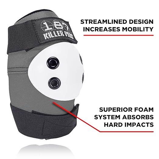 187 Killer Pads Knee Pads, Elbow Pads Combo Pack, Grey, Large/X-Large