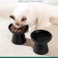 vancasso Ceramic Elevated Cat Bowls 2-Pack - 6.2" Extra Wide Raised Cat Food & Water Dishes, 5.1" Optimal Height Anti-Whisker Fatigue Shallow Bowls for Cats/Kittens/Dogs, Lead & Cadmium Free (Black)