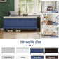 Classic Shoe Storage Bench with Cushion and Three Drawers, Fluted Entryway Bench with Storage for Entryway, Living Room, Hallways 44.0" L x 15.9" W x 18.9" H Antique Navy