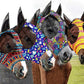 Frienda 4 Pieces Horse Fly Masks with Ears Face Covering UV Protection from Insect Pests Elasticity Smooth Comfortable Mesh Horse Mask Accessories(Geometric,Large)