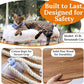 Cat Window Perch for Large Cats - Hammock Bed for Heavy Indoor Cats - Solid Wood Seat, 5 Strong Suction Cups, Soft Cushion - Rustic Shelf for Pets Inside