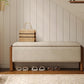 Modern Storage Benches with Walnut Wood Legs, 47'' Ottoman Bench with 20 Gallons Storage Space for Bedroom End of Bed, Fabric Upholstered Entryway Bench with Seating for Livingroom, Beige