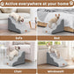Dog Ramp and Stair for Bed 16" H-20 H,3-Step Cat Stair for Sofa and Chair,4-Step Dog Ramp for High Bed and Window,Durable Nonslip Fabric Cover for Indoor (Light Grey-16 H, Pet Friendly, 3)