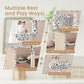 SHA CERLIN 65in Larger Cat Tree Tower Condo for Indoor Kitties/Multi-Level Furniture Activity Center with Wide Base/Cozy Plush Perches/Baskets/Sisal Scratching Posts and Hammock/White & Black Spot