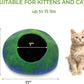 Woolygon Premium Felt Cat Cave Bed – Wool Kitty Beds Handcrafted Kitten Caves Bed for Indoor Cats - Made from 100% Eco-Friendly Merino Wool, Foldable Cat Hidewawy Covered Cat Houses (Emerald Indigo)