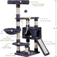 Heybly Cat Tree, Cat Tower for Indoor Cats with Scratching Board, Multi-Level Cat Furniture Condo with Feeding Bowl Smoky Gray HCT010SG