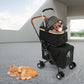 Double Pet Stroller for Dogs and Cats, Foldable Dog Stroller Travel Carriage with Detachable Carriers, Safety Belts, and 4 Lockable Wheels for Small to Medium Pets (Black)