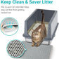 LIHONG Stainless Steel Litter Box with Lid, XL Metal Cat Litter Tray for Indoor Cats, Enclosure Cat Litter Pan for Large Cats, Non-Sticky Large Kitty Litter Box, Anti-Leakage, 23.5" X 15.6" X 12"