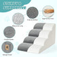 IFNOW Dog Stairs for Small Dogs, 4-Step Sturdy Dog Steps for Bed, Couch, Sofa, Waterproof Pet Stairs for Older Cats, Puppy, Removable Washable Cover, Non-Slip Curved Pet Ramp Indoor, Grey