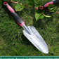 ESOW Garden Tool Set with Non-Slip Rubber Handle, 3 Piece Cast-Aluminum Heavy Duty Gardening Kit Includes Hand Trowel, Transplant Trowel and Cultivator Hand Rake, Red