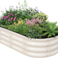 Galvanized Raised Garden Bed Outdoor - 4×2×1ft Planter Raised Beds for Gardening | Oval Metal Garden Planter Box with Safety Edging and Gloves for Vegetables Fruits and Flowers - White