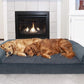 Furhaven Orthopedic Dog Bed for Large Dogs w/ Removable Bolsters & Washable Cover, For Dogs Up to 125 lbs - Sherpa & Chenille Sofa - Orion Blue, Jumbo Plus/XXL